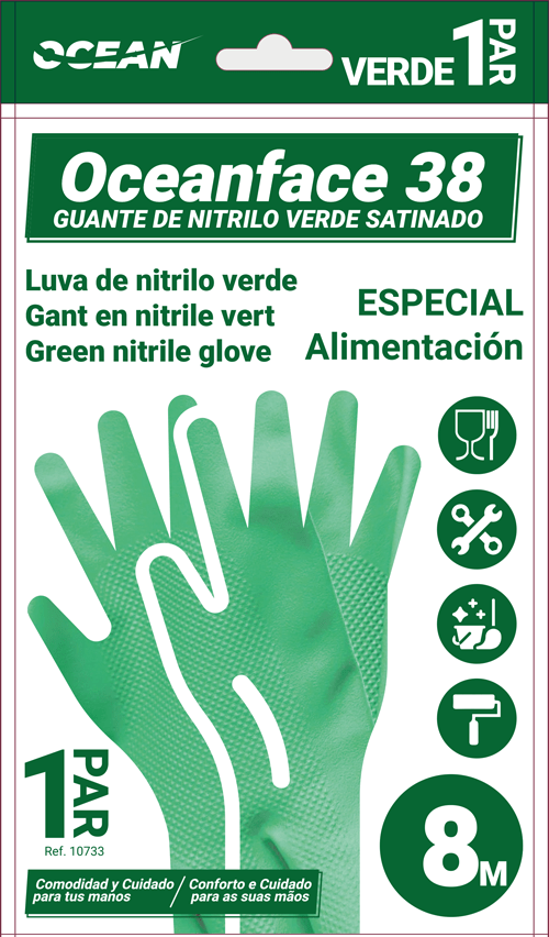 Guante reutilizable de nitrilo verde Icemedics