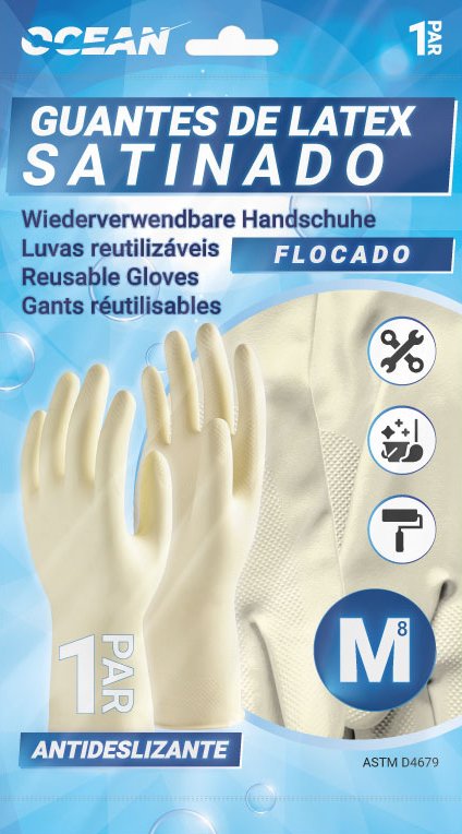 household_latex_flocado_polybag Guante reutilizable de látex satinado Icemedics