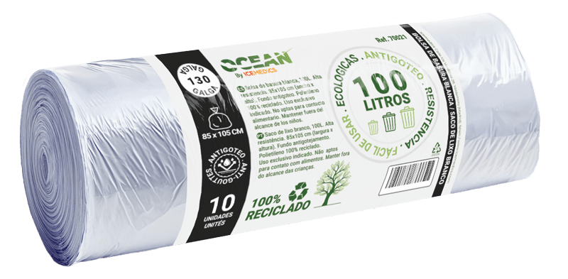 Bolsa de basura industrial blanca 85x105 G130